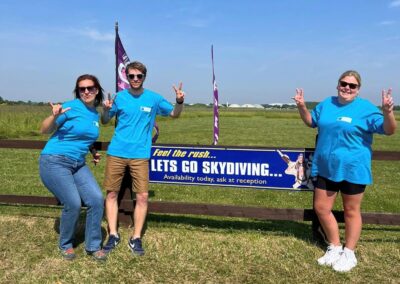 Carla Andrews, Neil Gayton and Kayleigh Wilson of Stephenson Smart accountants take part in a tandem skydive for The Norfolk Hospice.